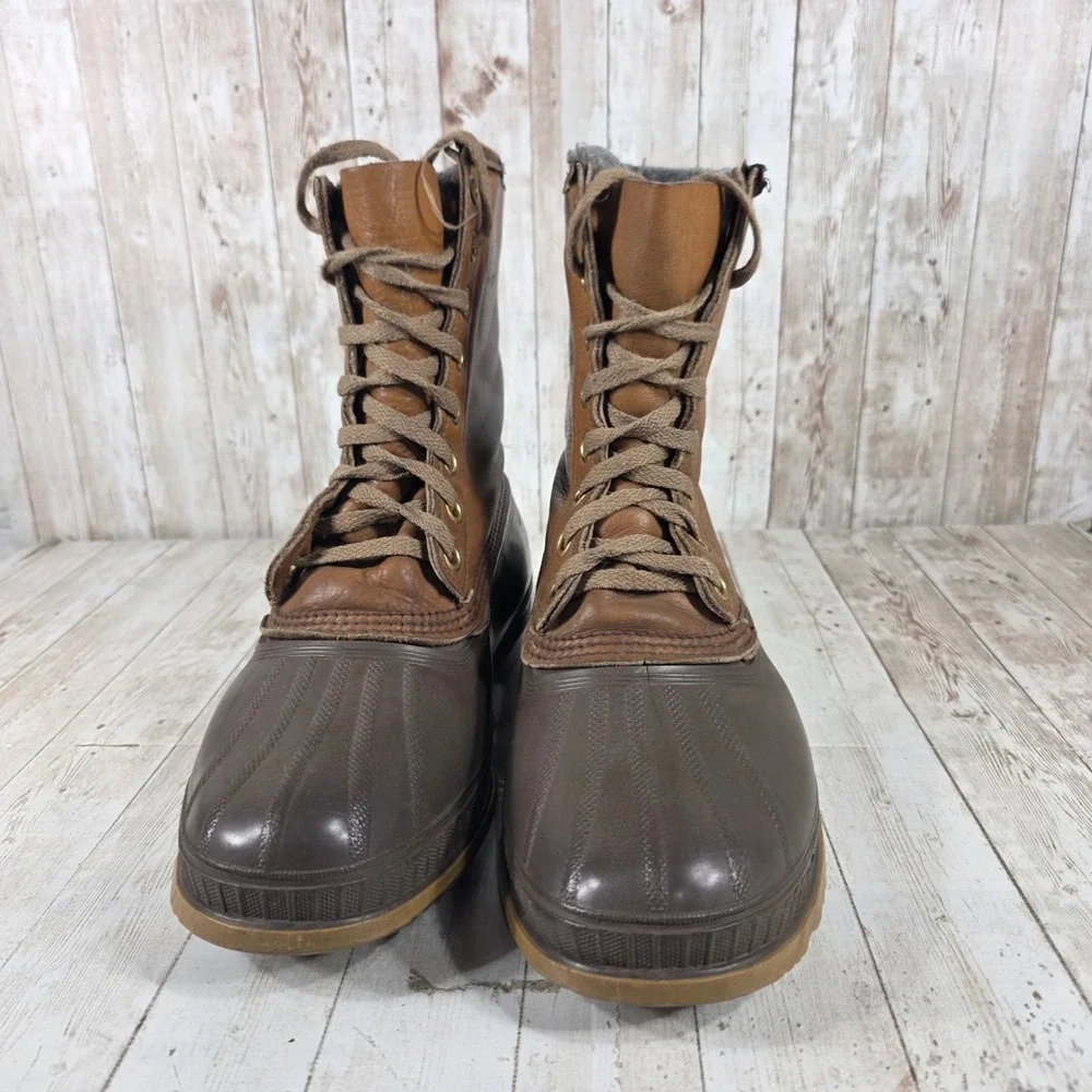 Sorel Men's Brown Leather Rubber Duck Boots Lace Up‎ Winter Snow Size 11